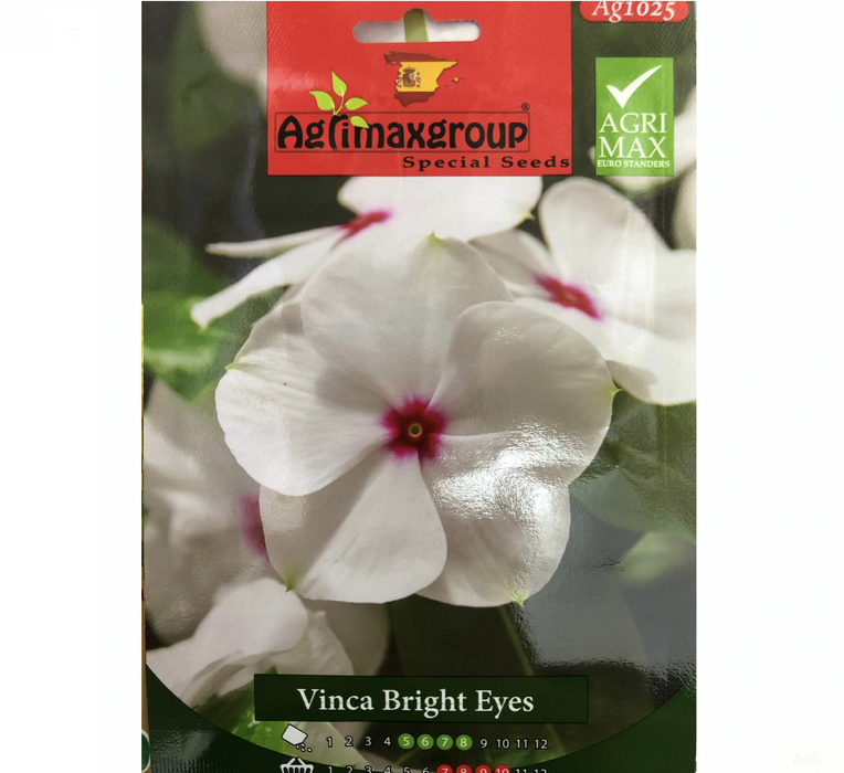 Vinca Bright Eyes Flower Seeds by Agrimax Spain