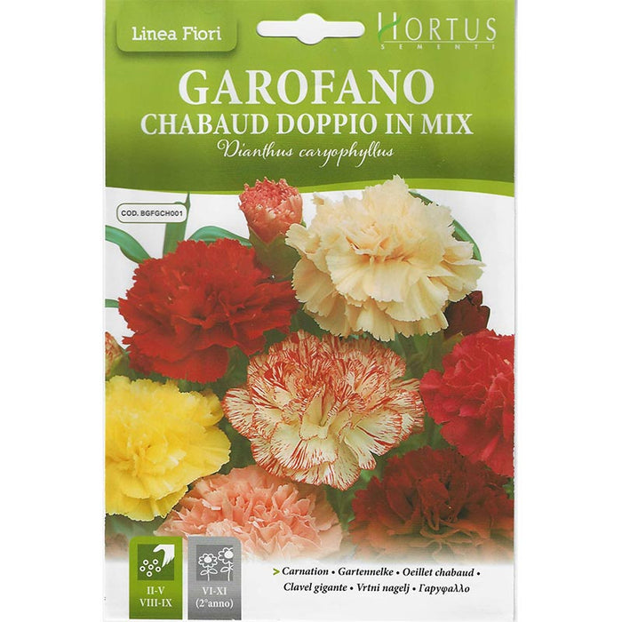 Carnation "Garofano Chabaud Doppio in Mix" Premium Quality Seeds by Hortus Sementi - Greensouq -