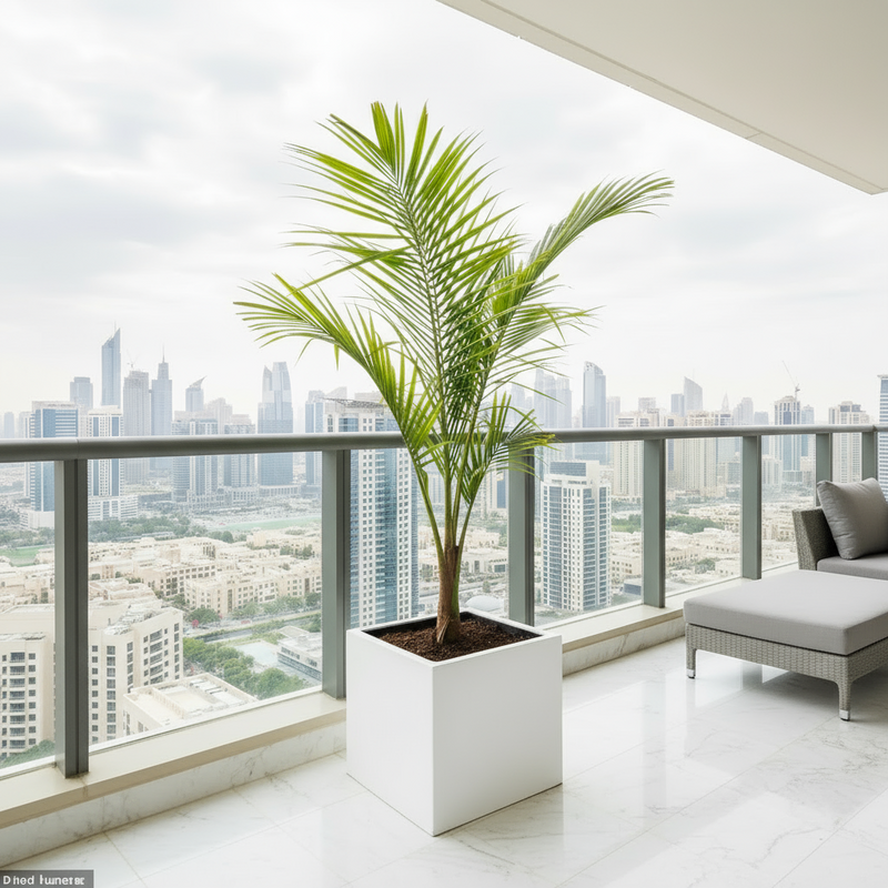 Large Coconut Palm Privacy Plant 2.0-2.5m- Enhance Your Space! pot size 50x50 white