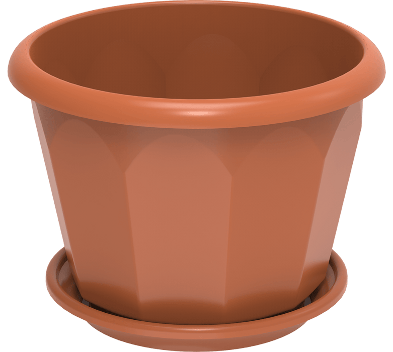 Cosmoplast Hexagonal Flower Pot W/Tray - Greensouq -