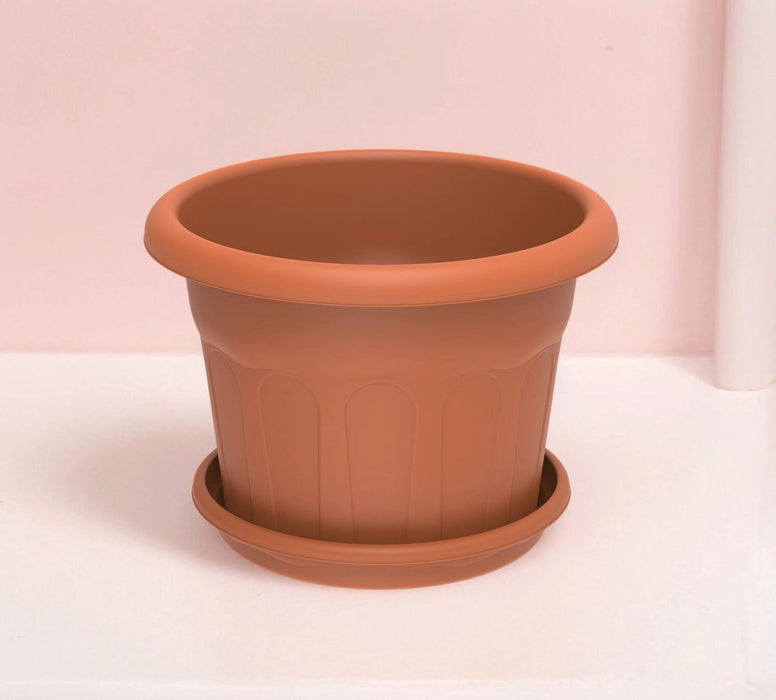 Cosmoplast Round Planter 28" W/Tray - Greensouq -