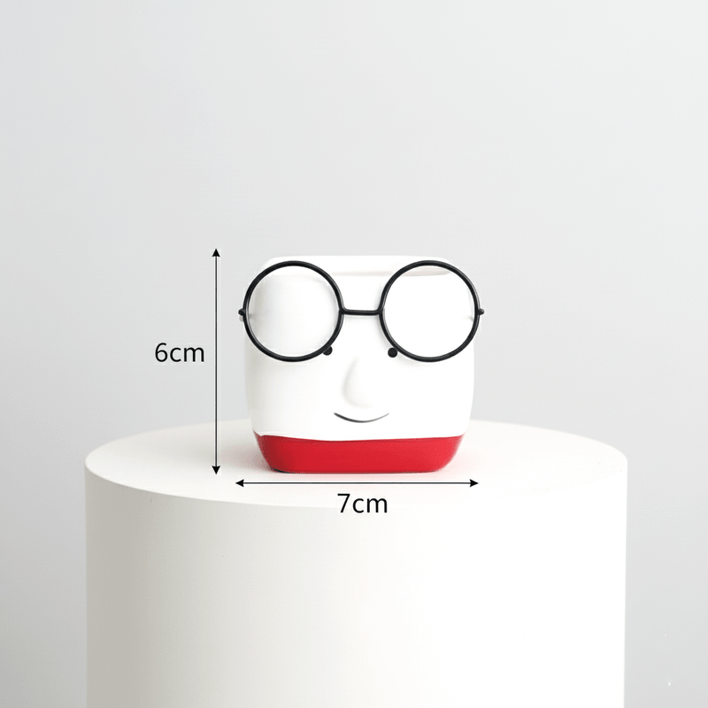 Geometric Textured Ceramic Planter (Height 6cm x width 7cm) - Greensouq -