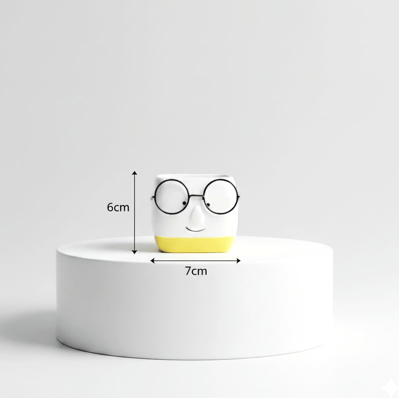 Geometric Textured Ceramic Planter (Height 6cm x width 7cm) - Greensouq -