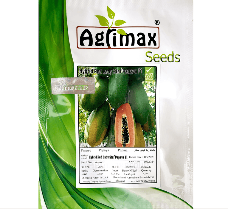 Papaya Fruit Seeds "Hybrid Red Lady Star Papaya F1" by Agrimax - Greensouq -