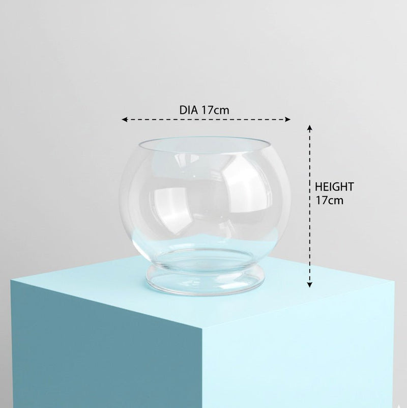 Pedestal Round Glass Terrarium/Vase - Dia 17cm x Height 17cm - Greensouq -