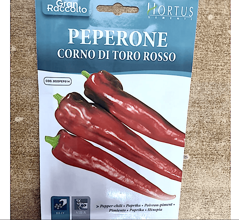 Peperone Vegetable Seeds "Corno di Toro Rosso" by Hortus - Greensouq -