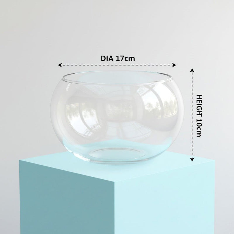 Round Glass Bowl - Dia 17cm x Height 10cm - Greensouq -