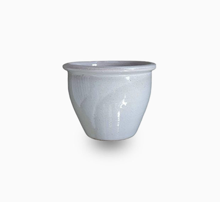 White Rolled Rim Pot 58