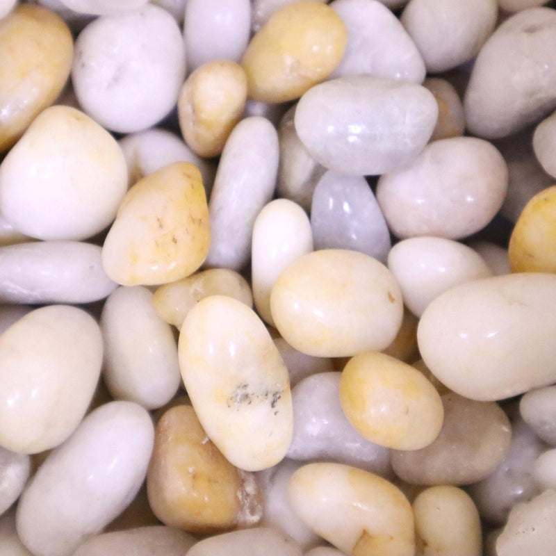 Yellow White Polished Pebbles 20Kg - Greensouq -