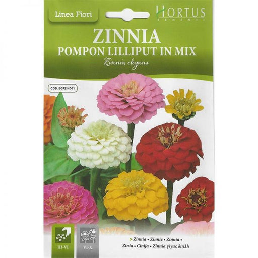 Zinnia Mix "Zinnia Pompon Lilliput in Mix" Premium Quality Seeds by Hortus Green Souq