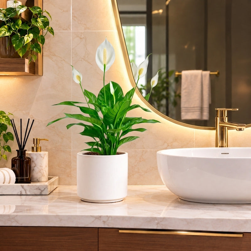 Peace Lily or Spathiphyllum or "زنبق السلام" in ceramic pot | Dubai's Favorite Houseplant!