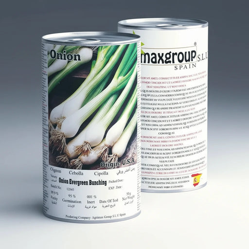 Agrimax Onion Evergreen Bunching Premium Quality Seeds Tin (Made in Spain) - Greensouq - 