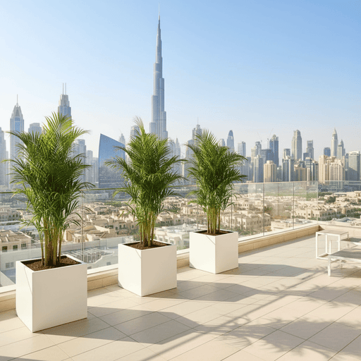 Areca Palm in Grp 40x40 White Square Pot 1.5 - 2.0m (outdoor) - Greensouq - 