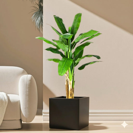 Artificial Banana Tree in Grp Square Pot 40x40 - Greensouq - 