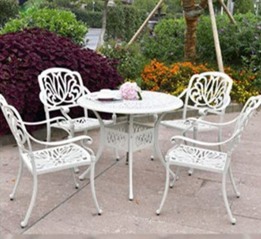 Blue River 5 - Piece Aluminum Dining Set (white) - Greensouq - 