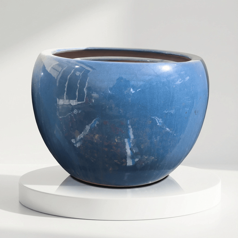 Ceramic Planter/Pot Blue Glazed for Modern Home & Garden - Greensouq - 