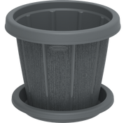 Cosmoplast Cedargrain Flower Pot W/Tray - Greensouq - 