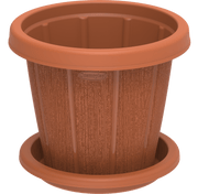 Cosmoplast Cedargrain Flower Pot W/Tray - Greensouq - 