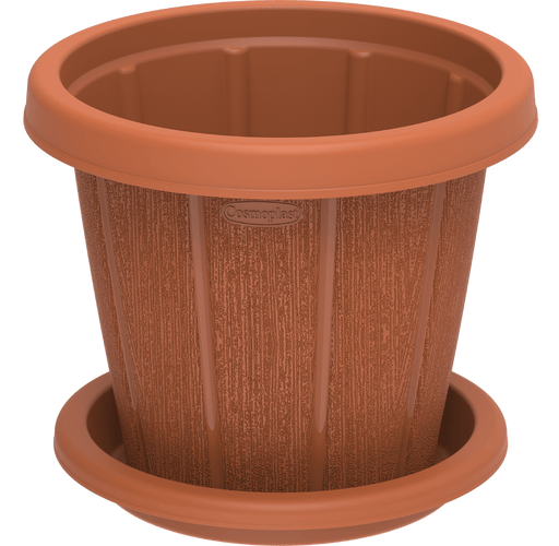 Cosmoplast Cedargrain Flower Pot W/Tray - Greensouq - 