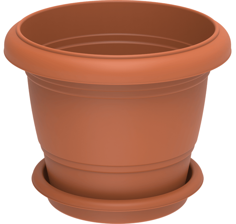 Cosmoplast Round Planter 24" W/Tray - Greensouq - 
