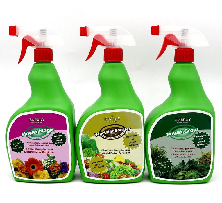 Desert Energy Ready to Use Vegetable Booster | Flower Magic & Power Grow Liquid Fertilizer 3x700ml Combo RTU - Greensouq - 
