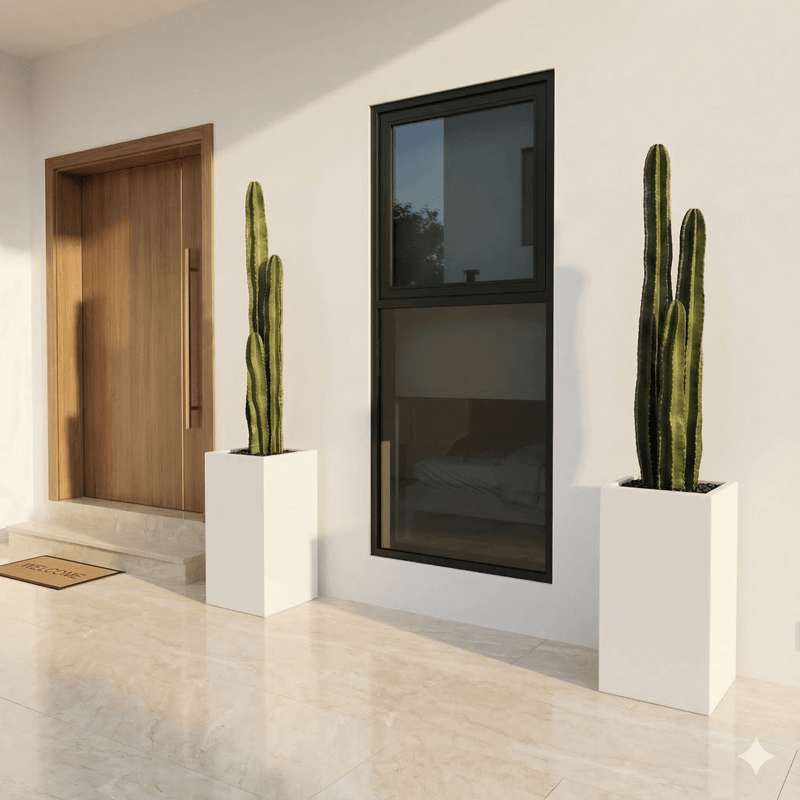 Desert Sentinel Cactus San Pedro – Modern Entrance Planter Grp Pot Long 32x32x80| Dubai's Vertical Design Element! - Greensouq - 