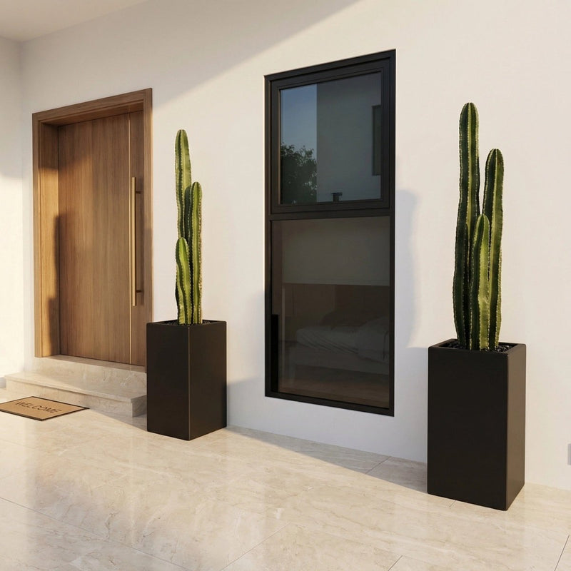 Desert Sentinel Cactus San Pedro – Modern Entrance Planter Grp Pot Long 32x32x80| Dubai's Vertical Design Element! - Greensouq - 
