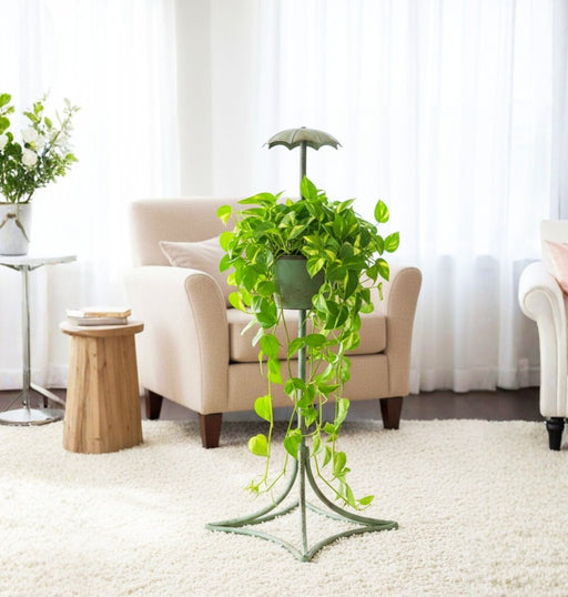 Elegant Vintage Metal Plant Stand with Umbrella Design – Single Pot Holder (30x25x34cm) - Greensouq - 