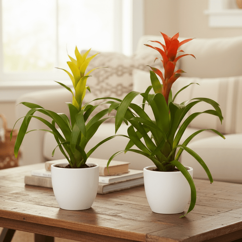 Exotic Bromeliad Pair - Perfect for Any Home! 1 Red 1 yellow Guzmania - Greensouq -