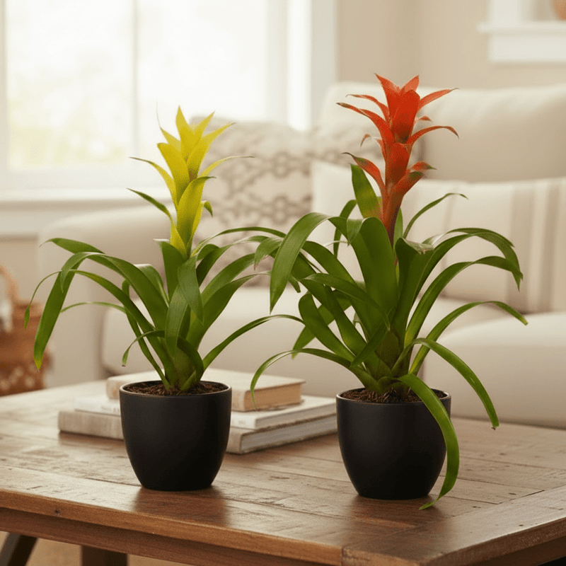 Exotic Bromeliad Pair - Perfect for Any Home! 1 Red 1 yellow Guzmania - Greensouq -