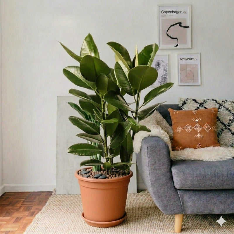 Ficus Elastica "Abidjan" - Rubber Plant (Holland) 80 - 100cm | UAE's Best Houseplant! - Greensouq - 
