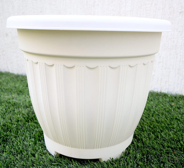 Flower Pot | Outdoor Round Plastic Planter - Greensouq - 