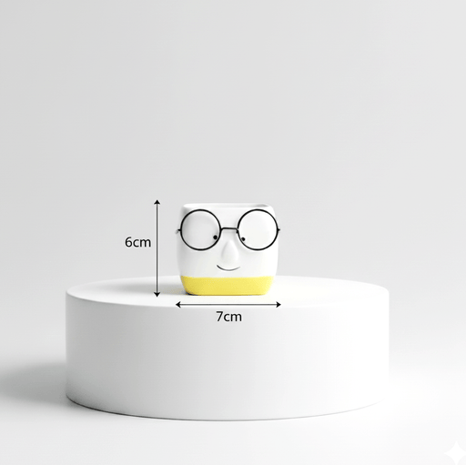 Geometric Textured Ceramic Planter (Height 6cm x width 7cm) - Greensouq - 