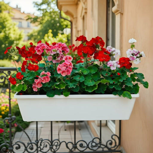 Geranium Mix Flowers in rectangular plastic pot - Greensouq - 