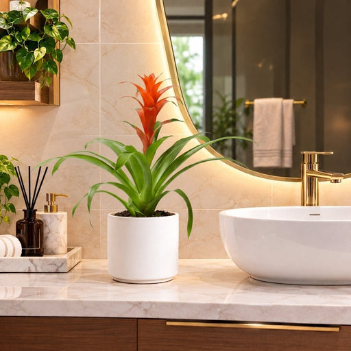 Guzmania Red and Yellow Plants or Scarlet Star in Ceramic Pot | UAE Lush Greens! - Greensouq -