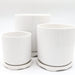 Indoor White Ceramic Pot with attached Saucer - Greensouq - 