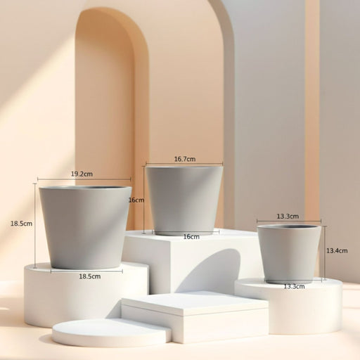 Indoor White Ceramics Pots (Soft Grey) Set of 3 - Greensouq - 