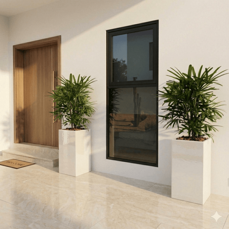 Modern Lady Palm Entrance Planter Grp Pot Long 32x32x80 Elegant and Easy to Care for - Greensouq -