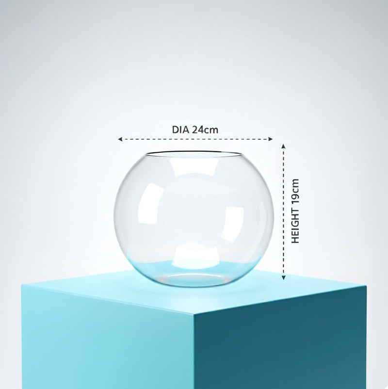 Large Spherical Glass Display Bowl - Dia 24cm x Height 19cm - Greensouq - 