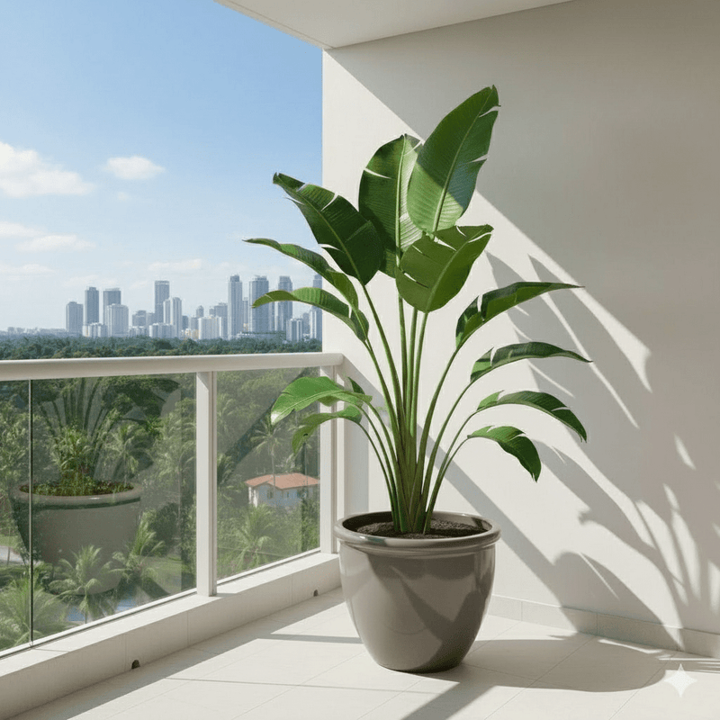 Madagascar Traveller's Palm in Rolled Rim Pot size 48x37 - 1.2 - 1.5m plant - Greensouq - 