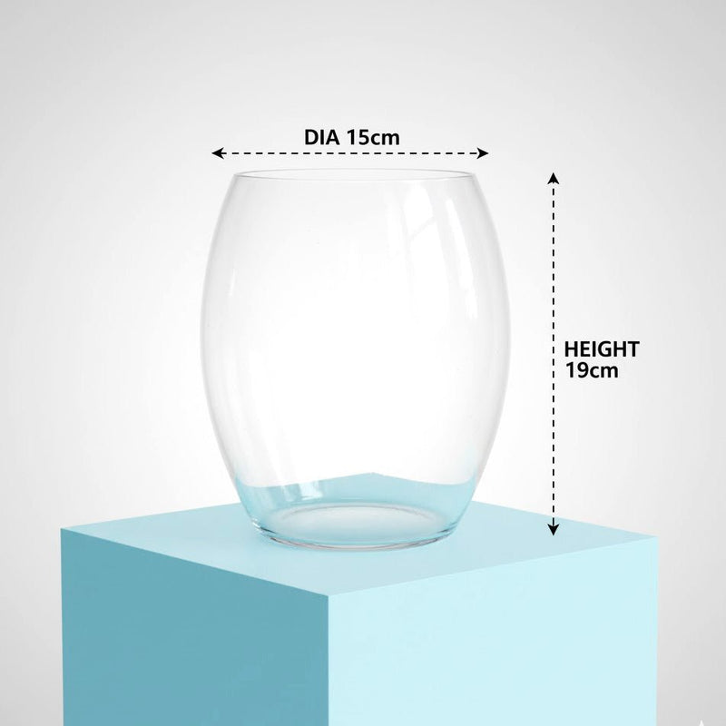 Modern Clear Glass Vase - Dia 15cm x Height 19cm - Greensouq - 