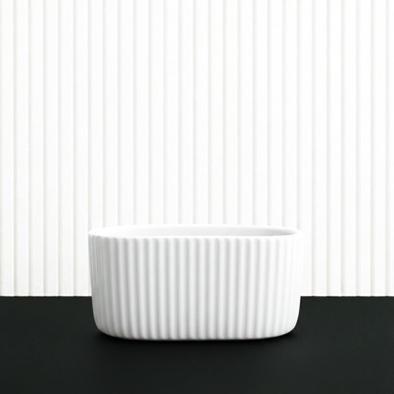 Modern White Fluted Oval Ceramic Planter - Minimalist Indoor Plant Pot - Greensouq - 
