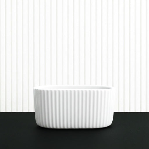 Modern White Fluted Oval Ceramic Planter - Minimalist Indoor Plant Pot - Greensouq - 