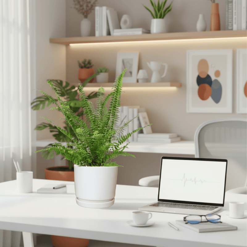 Nephrolepis exaltata "Green Lady", Boston Fern or Sword Fern in Ceramic Pot - Greensouq - 