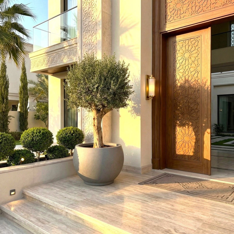 Olea europaea Entrance Planter – Mediterranean Olive Tree in Modern Decorative Pot 1.5 - 2.0m - Greensouq - 