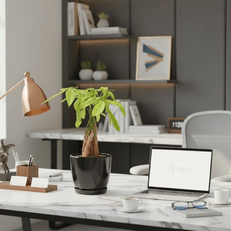 Pachira Aquatica (Money Tree) – 30cm in Ceramic Pot - Greensouq - 