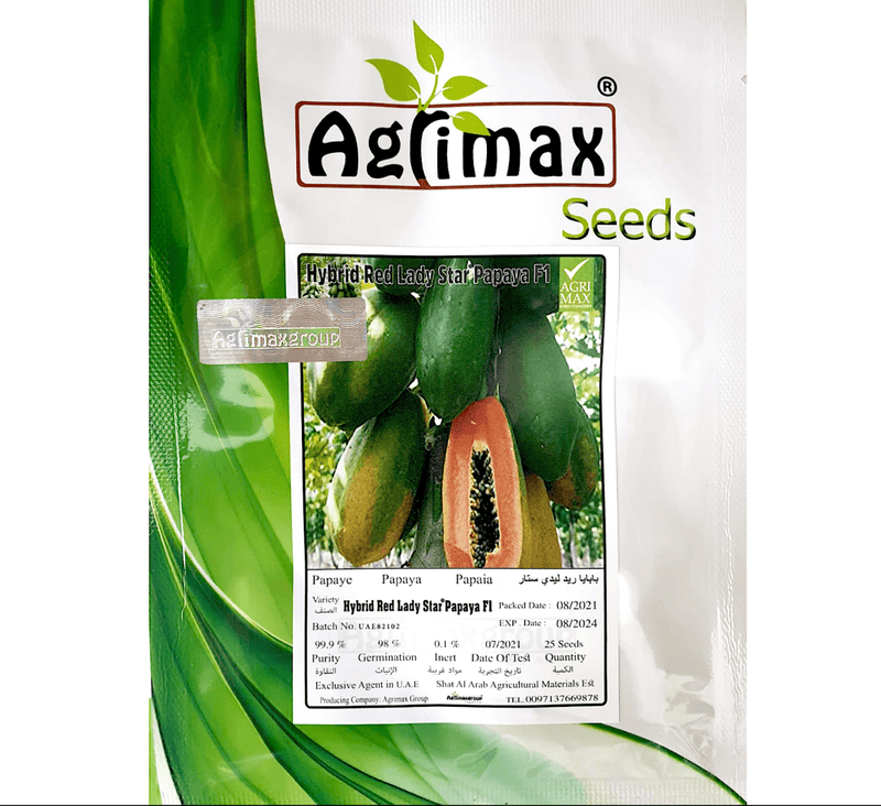 Papaya Fruit Seeds "Hybrid Red Lady Star Papaya F1" by Agrimax - Greensouq - 