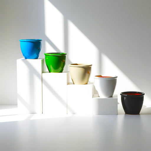 Rolled Rim Pot Outdoor Ceramic Pot, Trendy Outdoor Pot (Multi - colour) - Greensouq - 