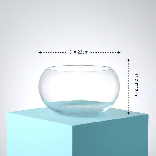 Round Glass Bowl - Dia 22cm x Height 12cm - Greensouq - 