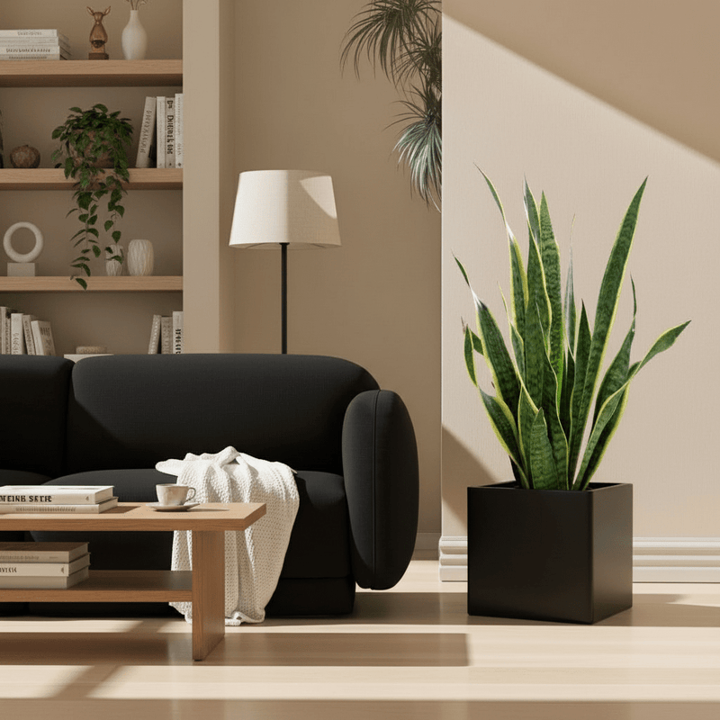 Sansevieria Trifasciata "Snake Plant" in Grp Square Pot 40x40 - Greensouq - 